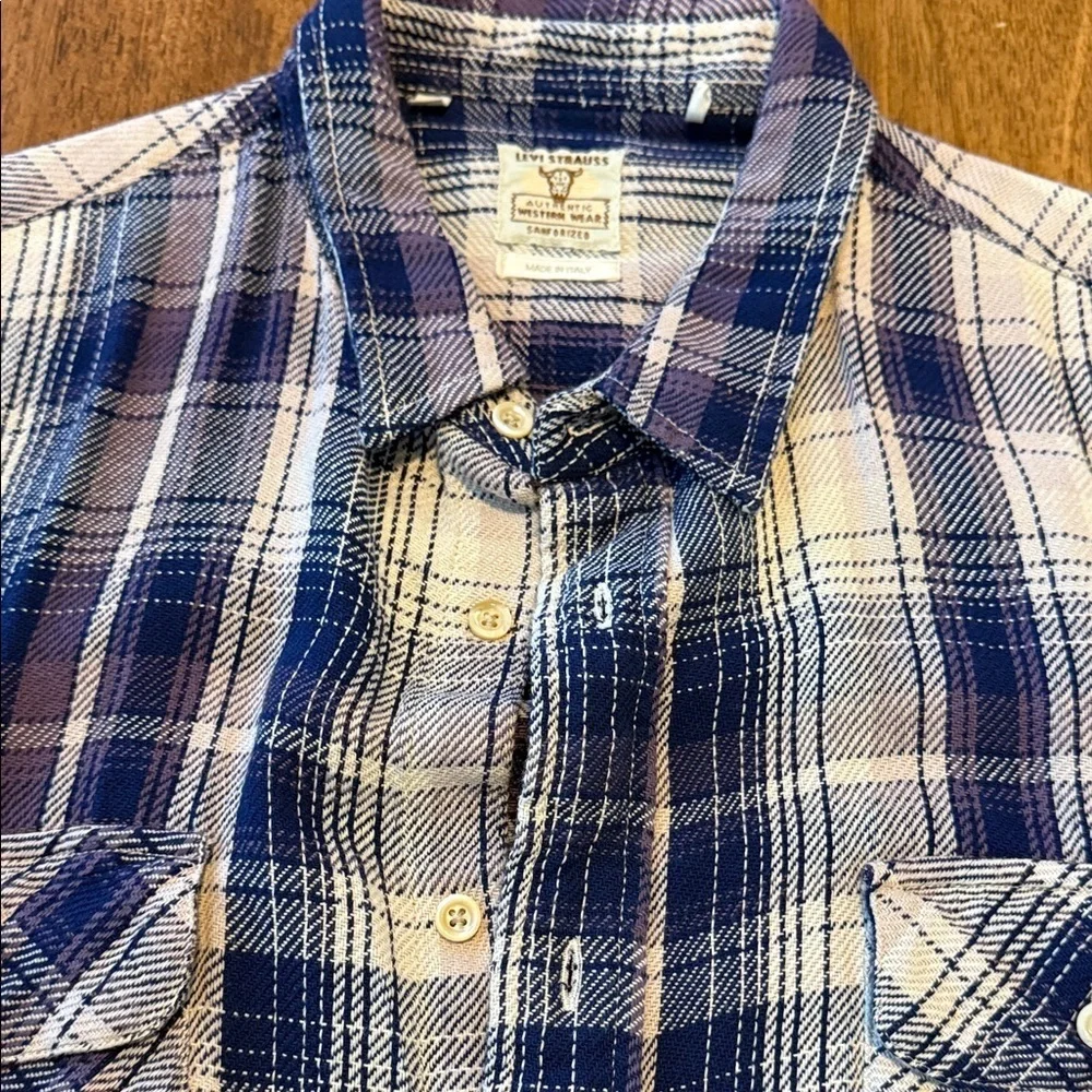 Levi's Blue and Purple Plaid Men's Shirt
